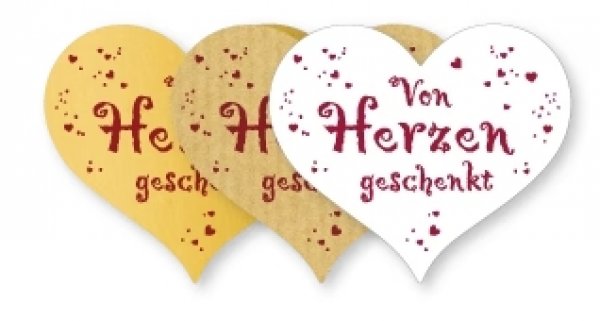 Schmucketikett "Von Herzen..."Herzform 50x40 mm